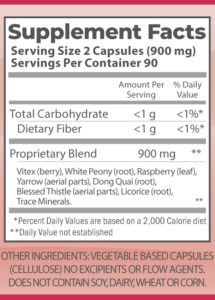 Healthy cycles 180 caps, nutrition facts.