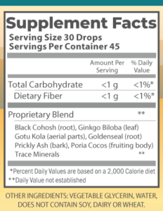 Ring Dizzy 2oz supplement facts.
