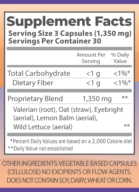 Sleep Formula 90 caps supplement facts.