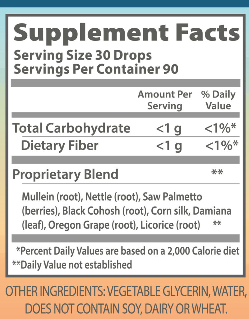 Prostate formula nutrition facts.